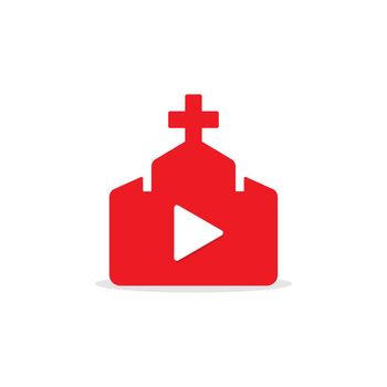 Online worship church vector icon. Live broadcast of church during quarantine. Vector illustration EPS 10