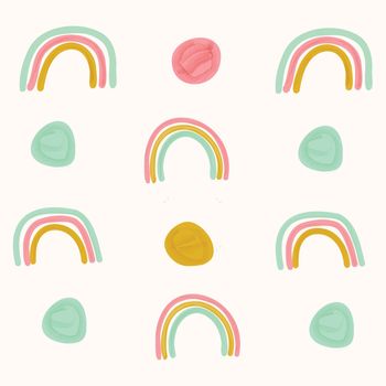 Childish seamless pattern with hand drawn watercolor rainbow