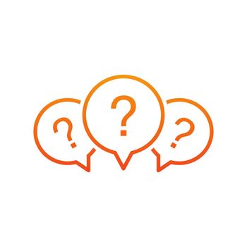 Question marks in speech bubbles vector icon. Question mark symbol in linear style isolated. Vector illustration EPS 10