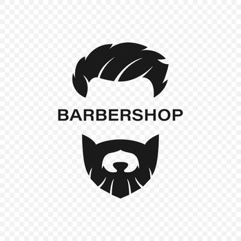 Barbershop Logo Vector icon design. Barber shop Silhouettes of male hairstyle and beard black symbol. Vector EPS 10