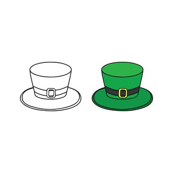 Doodle outline and colored Saint Patrick s hat.