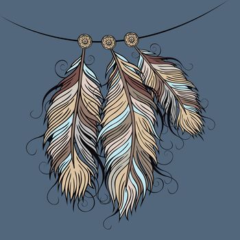 Vintage ethnic vector Feathers
