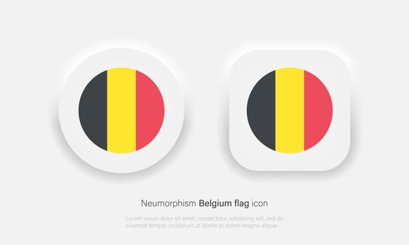 Belgium flag vector icon in trendy neumorphism style, belgium flag button. Vector EPS 10