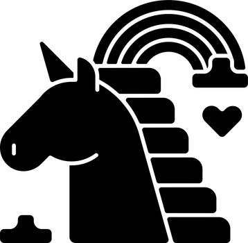 Rainbow unicorn black glyph icon