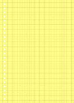 Blank notebook sheet with margins and yellow squares with holes for stitching For planner, school, print A5 Checkered