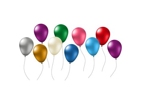 Group of flying helium balloons.