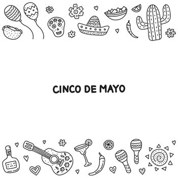 Poster with Cinco de mayo icons.