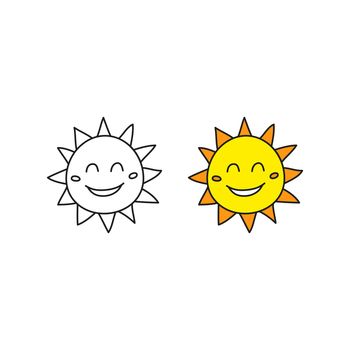Doodle smiley sun icons.