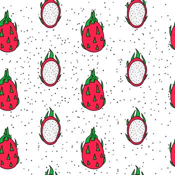 Seamless pattern with dragon fruits.