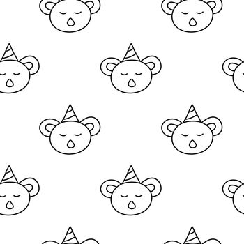 Seamless pattern with doodle koala faces.