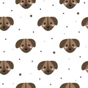 Seamless pattern with doodle puppy faces.