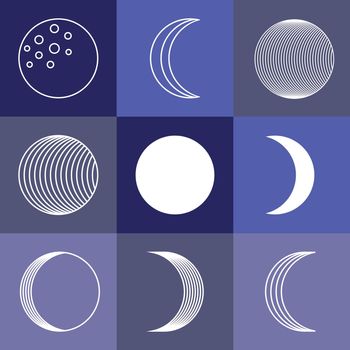 Linear moon and crescent icons.