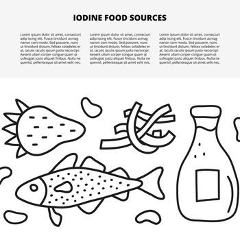 Article template with doodle outline iodine food sources.