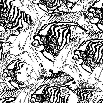 Vector fish grunge seamless pattern