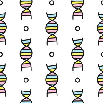 Seamless pattern with doodle dna molecules.