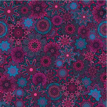 Vector seamless abstract flowers pattern.