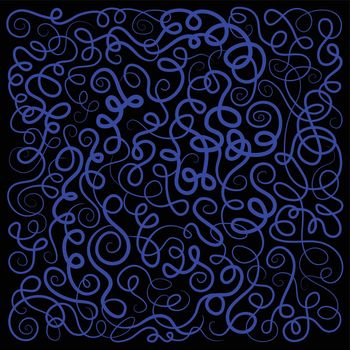 Decorative curly waves neon lines pattern