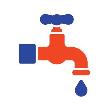 Faucet with drop vector isolated glyph icon