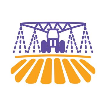 Tractor watering, soil and fertilizing field glyph icon