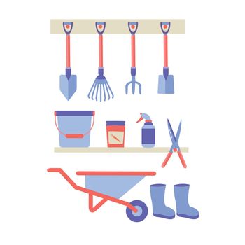Set of gardening tools and utensils