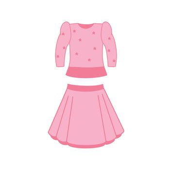 Pink costume for a girl. Fluffy skirt and blouse