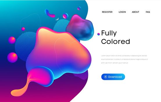 Purple liquid background in 3d style. Web design liquid color business website template. Flow and fluid background. EPS 10 Vector.