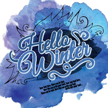 Vector watercolor paint winter typographic