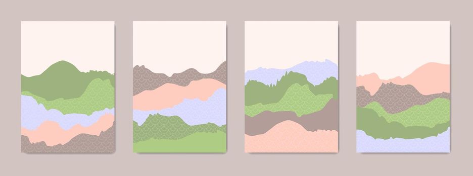 Set of minimalist posters with mountains.