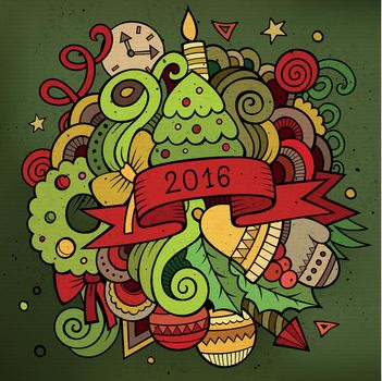 2016 New year doodles elements background. Vector illustration
