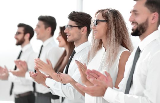 group of business people applauding standing
