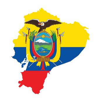 Ecuador Silhouette Map Over The National Flag