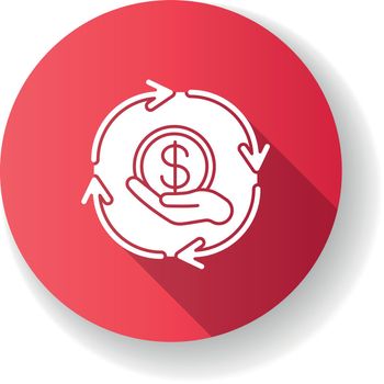 Financial synergy red flat design long shadow glyph icon