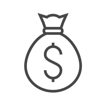 Money Bag with Dollar Thin Line Vector Icon