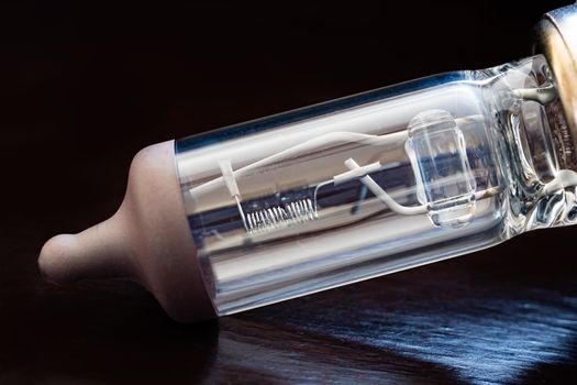 close-up of electric bulb headlight