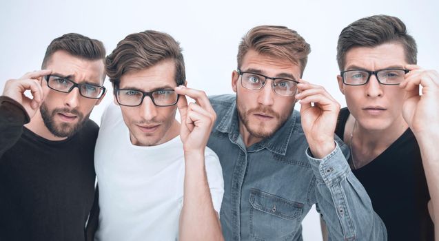 company of men of four wearing glasses