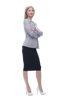 confident business woman. isolated on grey background