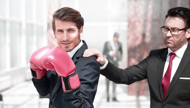 lawyer in Boxing gloves and his supervisor
