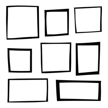 Set of hand drawn black bold square frames.
