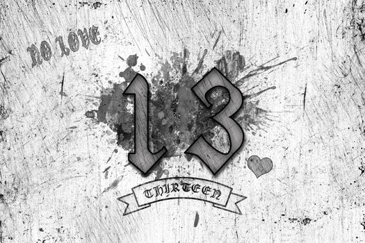 Stylized image of the number 13 in gray tones