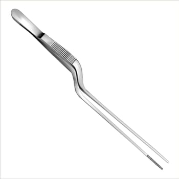 Bayonet forceps. Manual surgical instrument. Surgery and medicine. Isolated object on a white background. Vector illustration.