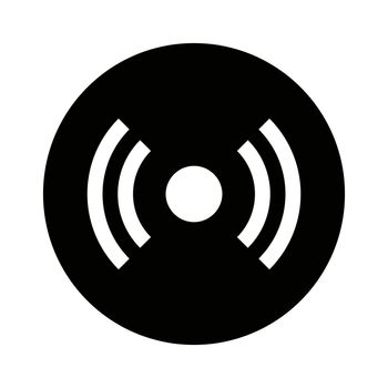 Black circle radio wave icon. Vector.