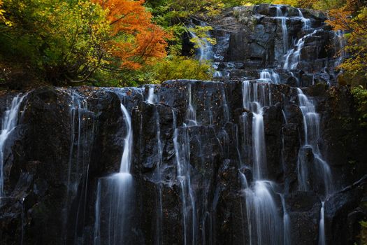 Waterfall with Autumn Color in Akita