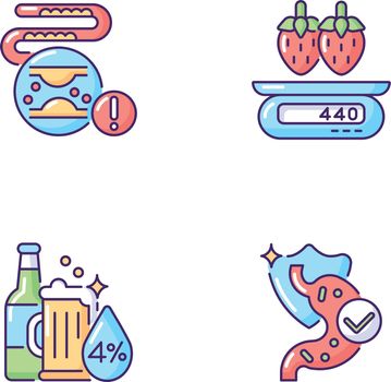 Foodstuff RGB color icons set