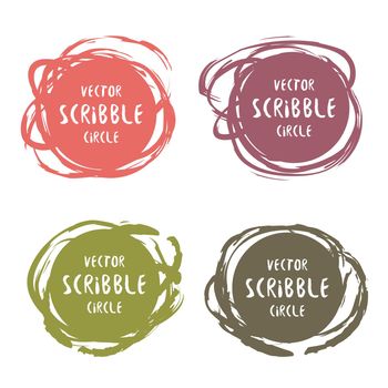 Hand drawn scribble colorful labels with text vector set