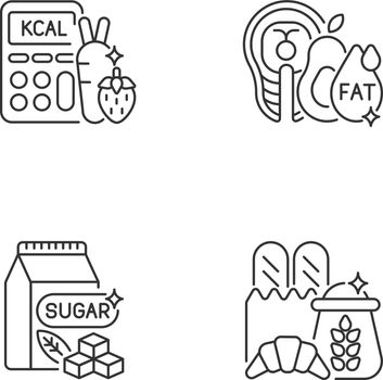 Food for weight loss linear icons set