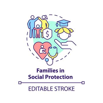Families in social protection concept icon