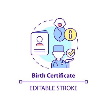 Birth certificate concept icon