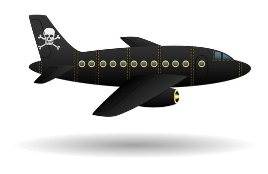 Black pirate plane. Isolated object. Vector .