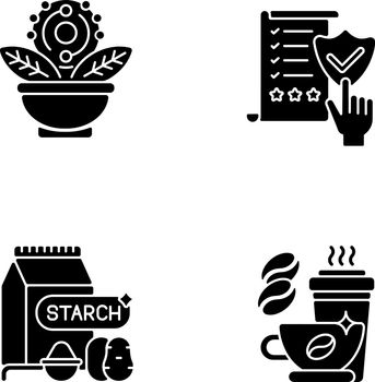 Diet black glyph icons set on white space