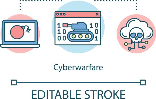 Cyberwarfare digital attack concept icon